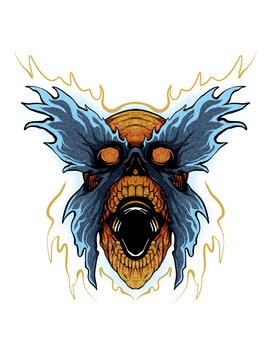 Skull, angel of death illustration