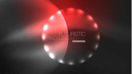 Circles with bright neon shiny light effects, abstract background wallpaper design