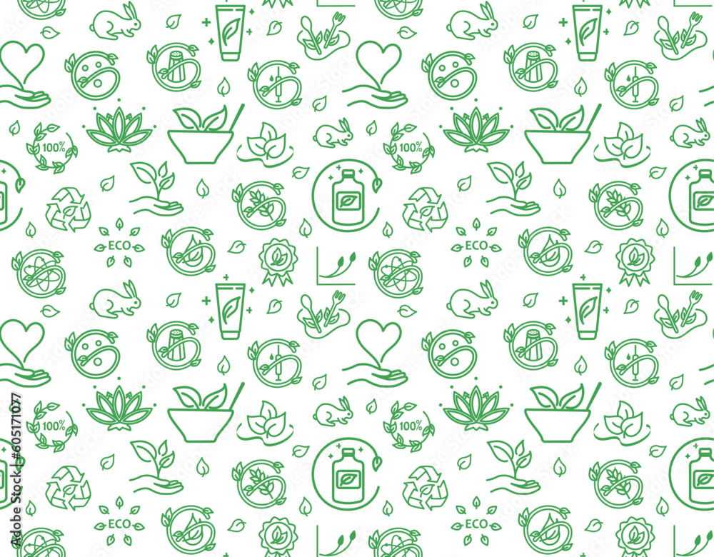 Poster ecofriendly seamless pattern. repeating design element for printing on fabric. caring for nature and