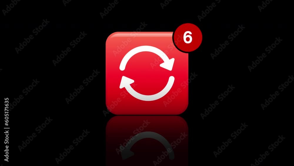Poster video animation of update app icon with notifications on white background. motion background.