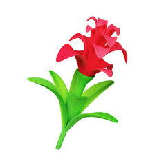 3d bromeliad flower . icon isolated on white background. 3d rendering illustration. Clipping path.