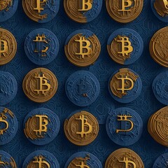 patterns of 3d bitcoins wallpaper  generative ai