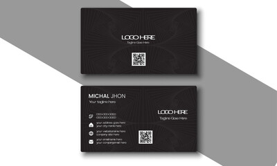 Business card design template and Modern business card. Double-sided modern black business card template.
