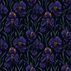 Bearded Iris Pattern In Dark Purple