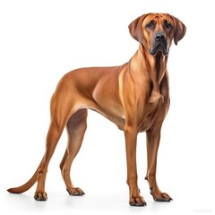 Obraz premium dog, rhodésien, dachshund, pet, animal, isolated, brown, puppy, white, cute, canine, portrait, breed, doggy, mammal, domestic, purebred, pedigree, studio, sitting, looking, funny, adorable, sausage, p