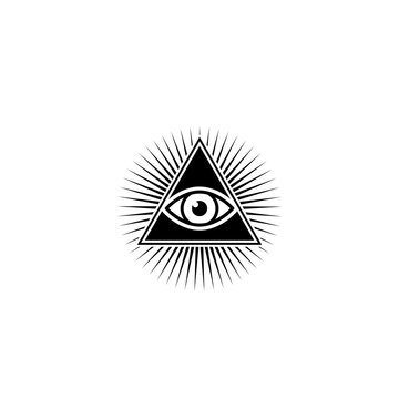 Masons symbol All seeing eye of God icon isolated on white background