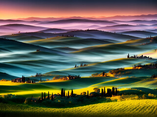 Obraz premium Tuscany hills landscape. AI generated illustration