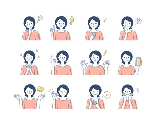 女性の表情　バリーエーションセット