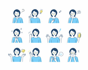 女性の表情　バリーエーションセット