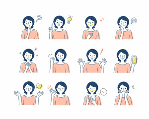 女性の表情　バリーエーションセット