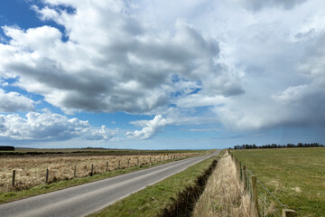 Bower Scotland. Northern Scottish Highlands. Landscapes and clouds. Road.
