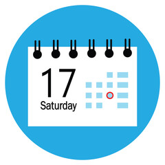 icon for web and mobile, calendar icon vector illustration, new calender, 17 saturday icon with white background