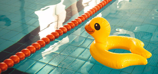 Indoor swimming pool with swim lanes and Duck rubber ring