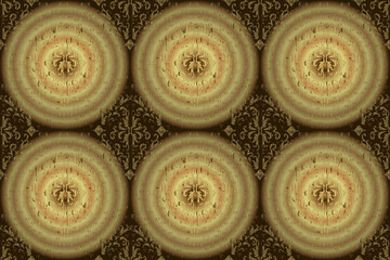 Seamless pattern with interesting doodles on colorfil background. Pano. Raster illustration.