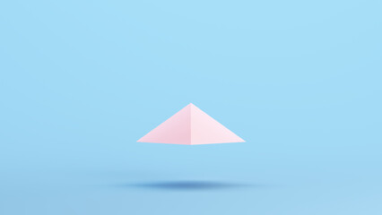 Pink Pyramid Floating Geometric Shape Solid Face Structure Kitsch Blue Background Side View 3d illustration render digital rendering