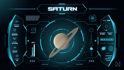 The Solar System Planet Saturn and its Characteristics vector illustration
