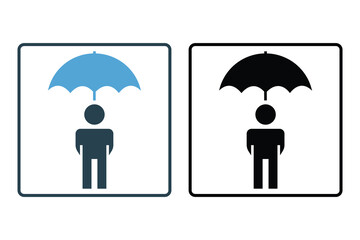 People under umbrella. insurance symbol, protection, safety. Glyph icon style design. Simple vector design editable. EPS 10 and SVG files