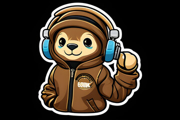 Fototapeta premium cartoon hip-hop animal character as a cutout sticker, ai-generated illustration
