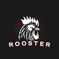 Agriculture and farm rooster mascot, farming and natural food, vector icon. Organic eco products or farm market emblem, farmer store and livestock poultry grocery shop sign with rooster cock