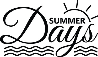 Summer Days vector lettering with sun and sea icon, vector illustration isolated on white. ZIP file contains EPS, JPEG and PNG formats. 