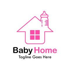 Baby home design logo template illustration