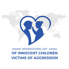 International day of innocent children victims of aggression. Vector template illistration for poster, banner, card, social media post, etc