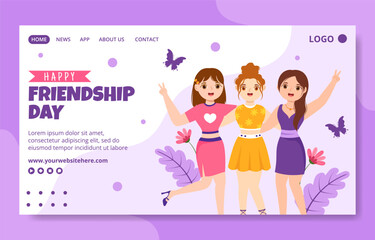 Happy Friendship Day Social Media Landing Page Illustration Flat Cartoon Hand Drawn Template