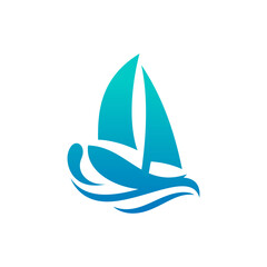 Simple Sailboat dhow sailing boat ship on Sea Ocean template designs