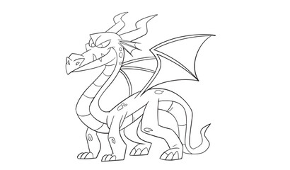 Fototapeta na wymiar Cute Dragon Character For Coloring Page, Creative Coloring Experiences with Dragon Pages.