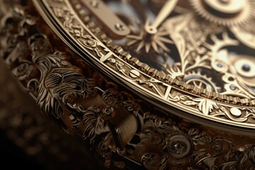 Close up of antique gold watch. Generative AI.