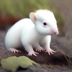 white rat in the garden - Albino mouse Animal - Generative Ai