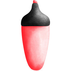 Watercolor pink highlighter pen illustration isolated on transparent background.School element clipart.Back to school decoration.
