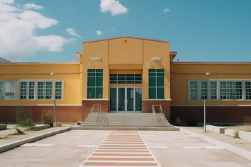 Exterior view of the school building, AI
