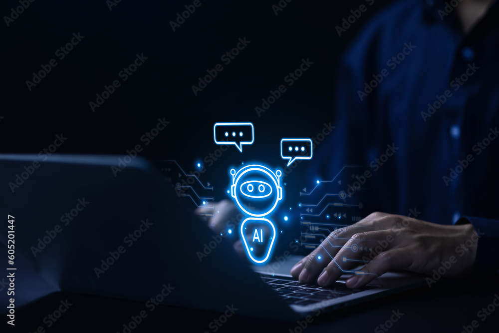 Aufkleber robot intelligent digital chatbot chat assistant robot customer ai artificial intelligence technolog