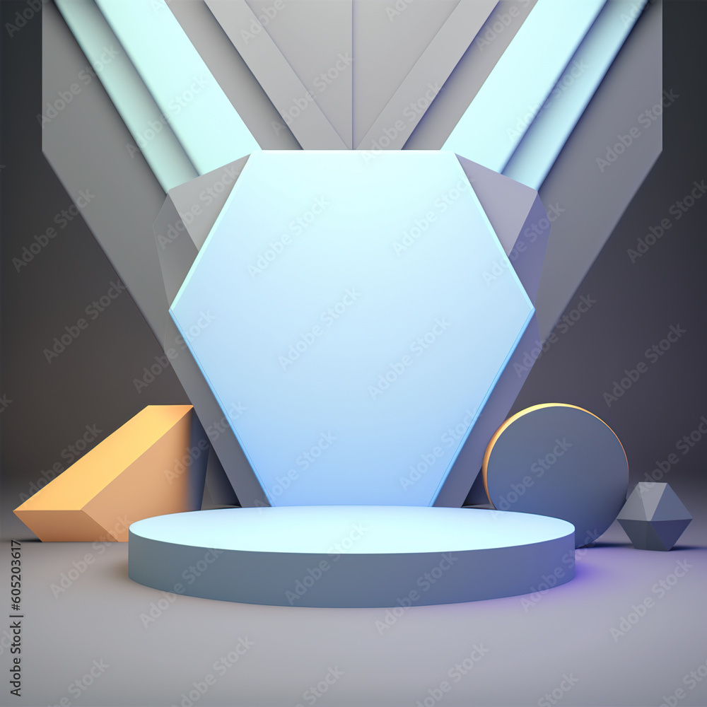Poster empty podium with geometric shape. modern background design