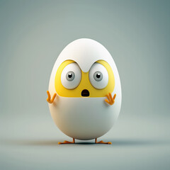 Obraz premium Cute Cartoon boiled egg Character. Generative Ai