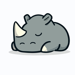Cute little rhino / rhinoceros sleeping vector art