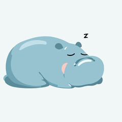 Cute little hippo / hippopotamus sleeping vector art