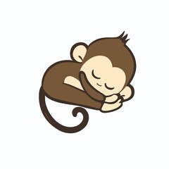 Cute little monkey sleeping vector art