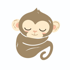 Cute little monkey sleeping vector art