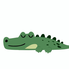 Cute little crocodile / aligator sleeping vector art