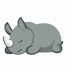 Cute little rhino / rhinoceros sleeping vector art
