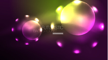 Circles with bright neon shiny light effects, abstract background wallpaper design