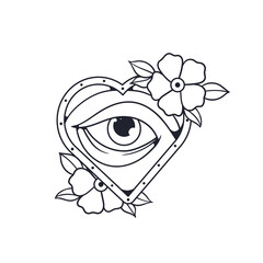 Hand drawn illustration of divine sacred heart outline