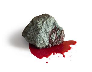 Bloody stone on a white background