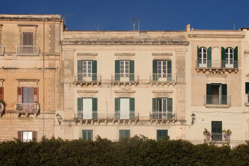 old flat buildings in syracuse in sicily (italy)