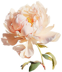 Peony flower isolated on white, old watercolor