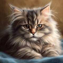 Cute kitten cartoon, generative ai