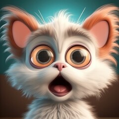 Fototapeta premium Cute kitten cartoon, generative ai