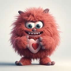 Obraz premium Cute fluffy creature caricature, generative ai